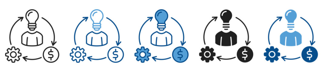 Business Model icon set in multiple styles