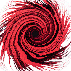 Dynamic Red and Black Abstract Spiral Vortex wit on transparent background