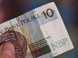 Polish Ten Zloty Banknote with Detailed Design Features