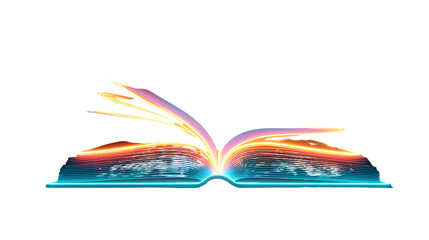 Open book with cosmic design