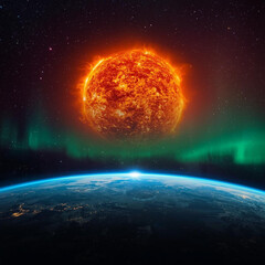 Sun and Earth Viewed from Outer Space