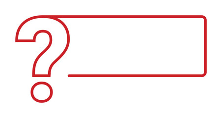 Red question mark with blank space.