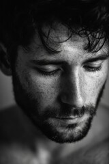 man staring downward, quiet emotional shutdown