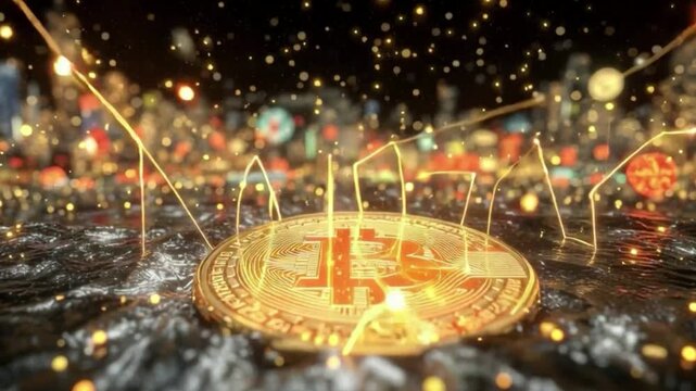 4K Ultra HD cinematic digital animation showcasing Bitcoin, cryptocurrency, and blockchain technology. Futuristic visuals with dynamic motion highlight digital finance and decentralized networks