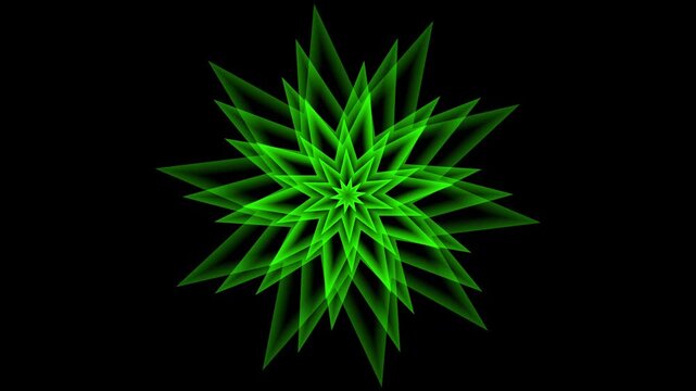 Vibrant Green Geometric Starburst Pattern with Glowing Neon Light Effects Abstract Background vibrant green pattern