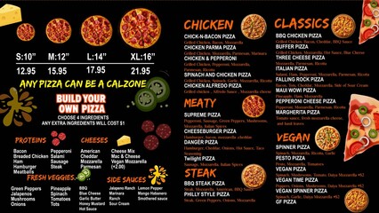 Restaurant Menu design For BBQ, Chicken, Pizza, Burger, Turkish, Indian Italian Mexican Spanish fast food cuisine © Kiran