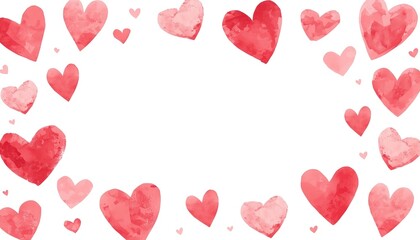 A beautiful watercolor illustration of pink and red hearts on a white background for Valentine's Day or love-themed designs