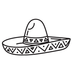 Traditional Sombrero Hat Icon with Geometric Pattern
