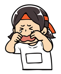 運動会の勝負で負けて悔し泣きする女の子