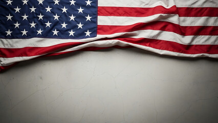 Obraz premium American flag waving against a gray background.