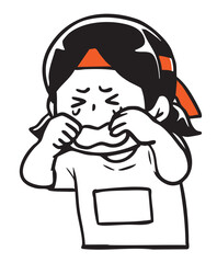 運動会の勝負で負けて悔し泣きする女の子_単色