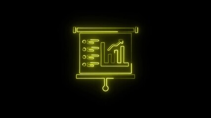 Growth Icon Animation with Glowing Lines on Black Background
