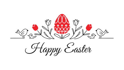 Vibrant Easter egg with flowers and birds design