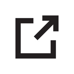 Fototapeta premium External link icon with arrow pointing out of square representing hyperlink, redirect, navigation and open page action for user interface and web design