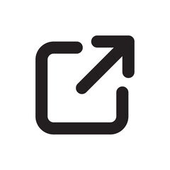 External link icon with arrow pointing out of square representing hyperlink, redirect, navigation and open page action for user interface and web design