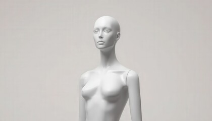 Surreal Mannequin with Abstract Transformations on Minimal Studio Background