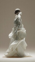 Surreal Mannequin with Abstract Transformations on Minimal Studio Background