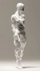 Surreal Mannequin with Abstract Transformations on Minimal Studio Background