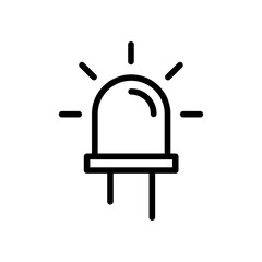 LED light icon with lamp symbols representing illumination status, light emitting diode indicator, electronic signal and energy efficient lighting concept
