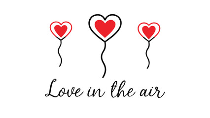 Heart shaped balloons floating with love in air