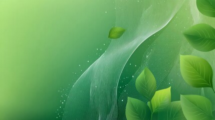 A green background with a leafy pattern and a leafy green leaf
