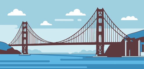 Fototapeta premium Golden Gate Bridge in San Francisco over the blue bay under a clear sky