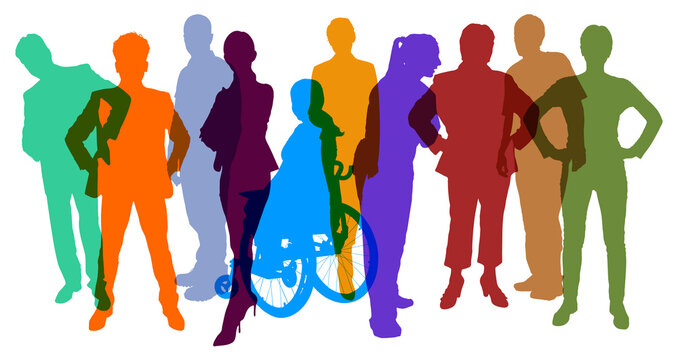 Bunte Collage erwachsener Menschen in selbstbewussten Posen