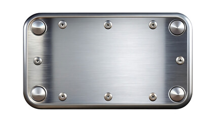 Fototapeta premium Metal plate with circular bolts and smooth surface