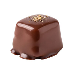 Obraz premium A chocolate truffle dessert isolated on a transparent background viewed from above with shiny glaze and crushed nuts