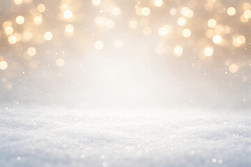 Minimal Winter Holiday Background with Golden Bokeh Lights