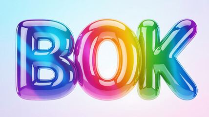 Vibrant Glossy 3D Text BOK with Rainbow Gradient