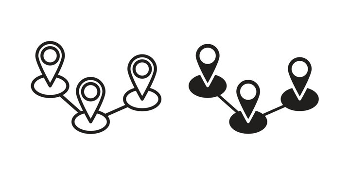 Route icons vector collection for web designs. flat icons