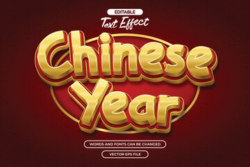3d gold Chinese year editable text effect with red background