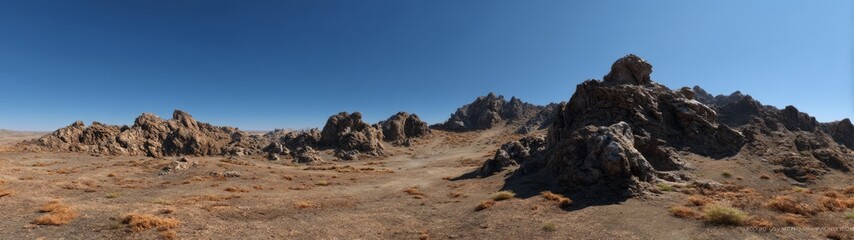 Panoramic hdr landscape of rocky terrain in nature's beauty