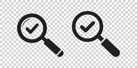Two magnifying glasses with check marks
