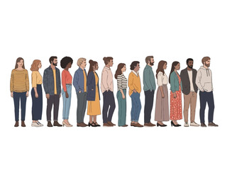 Obraz premium Diverse group of people standing in a line