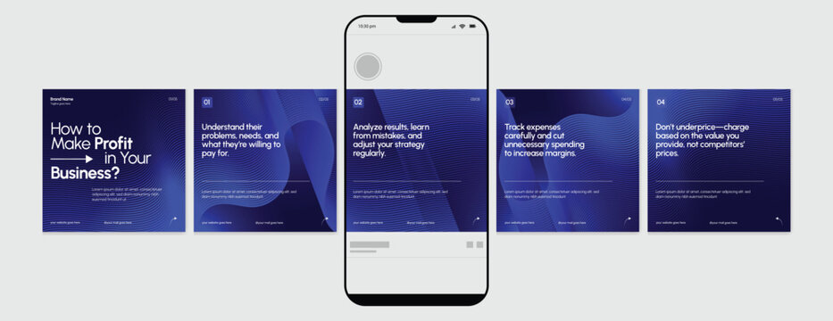 Set of LinkedIn Carousel Post, editable social media Instagram carousel post, modern and creative business carousel post template, eps 10.