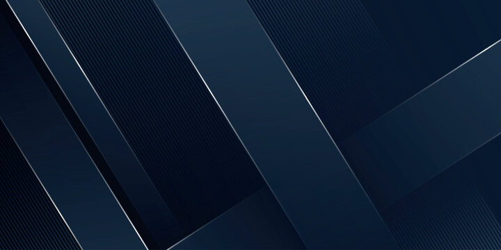 Dark abstract background with overlapping dynamic geometric shapes. Modern and futuristic glowing horizontal lines design. Vector EPS 2