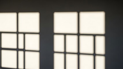 Blurred white squares on dark background through window panes with natural light with abstract and pattern and texture and minimal and clean