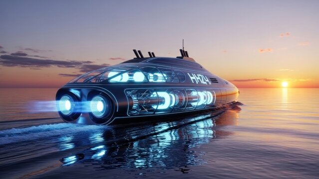 car on the sea or ship hidrogen