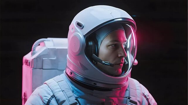Astronaut in space suit with helmet