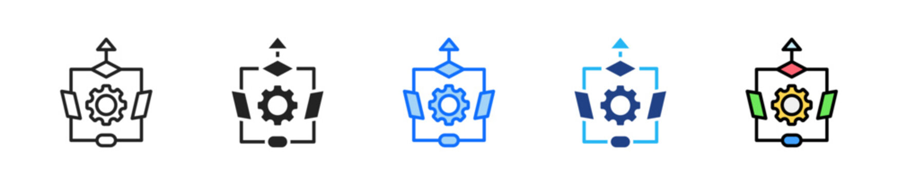 Process Map Icon Set Multiple Style Collection