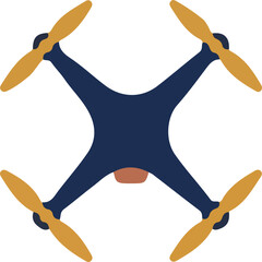 Navy Blue Drone Illustration with Yellow Propellers