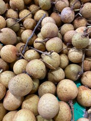 Bunches of Thai longan fruit on the market