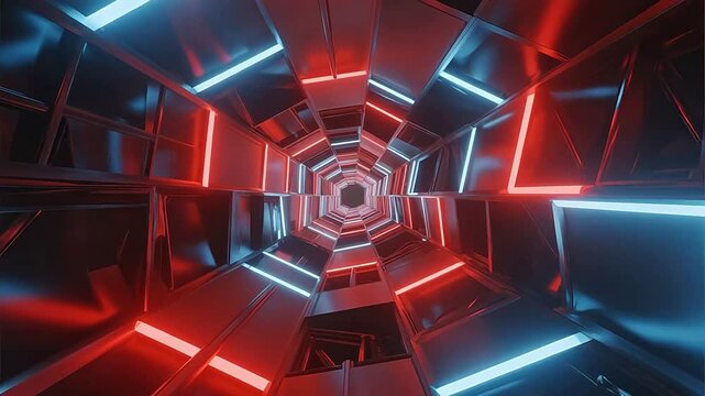 Futuristic tunnel with neon lights