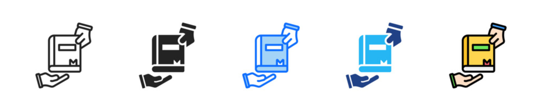 Borrow Book Icon Set Multiple Style Collection