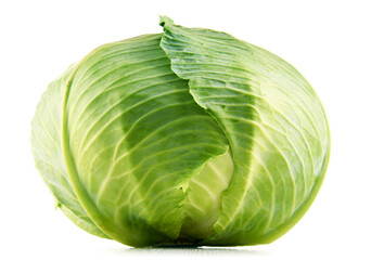 Fototapeta premium Fresh organic cabbage head isolated on white