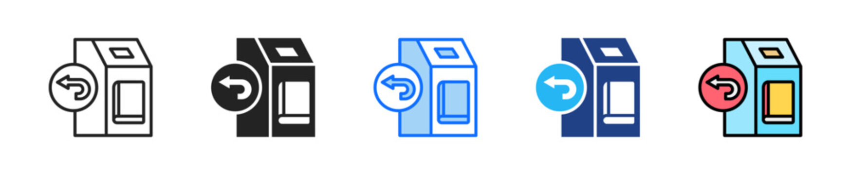 Book Return Box Icon Set Multiple Style Collection