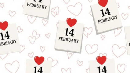 Valentine's Day calendar reminders with hearts on white background
