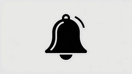 Sleek minimalist black notification bell icon with subtle curved lines indicating sound or alert on a clean light gray background symbolizing communication and alerts
